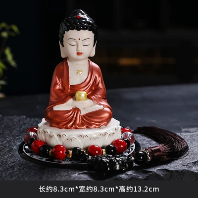 Car ornaments Maitreya Buddha Ceramic Statue, Large - tathagata-sitting-lotus-red