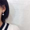 Silver needle, short earrings from pearl, silver 925 sample, internet celebrity