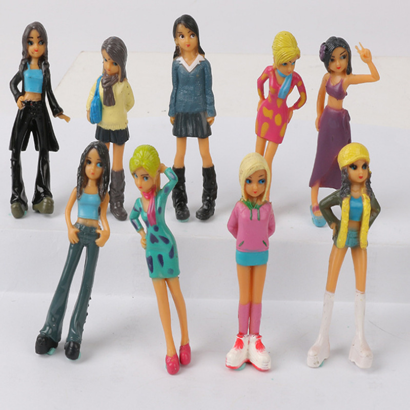 10 Beautiful Girl Figures Set Kidsren's Toys Dolls Landscape Models Girls Desktop Decoration Small Ornaments
