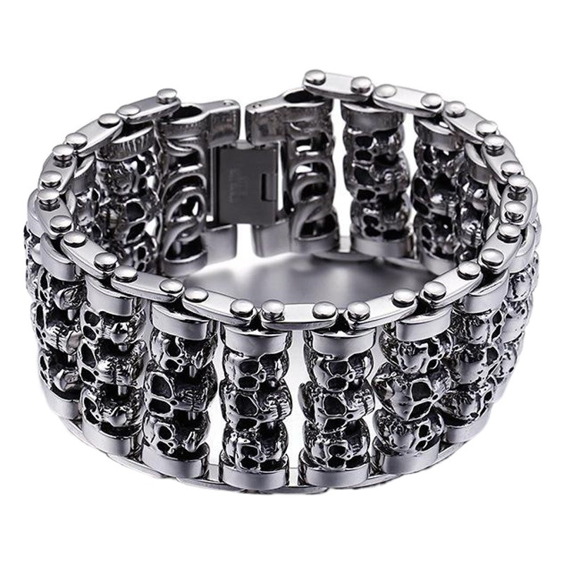 新商品の男性ブレスレットチタン鋼スカルパンク個性アクセサリー