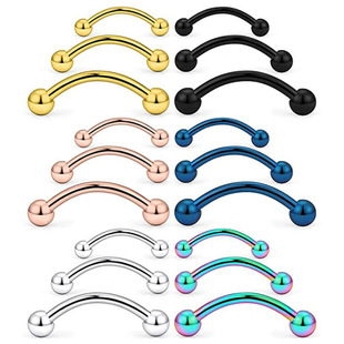 Cross-Border Hot Selling Perforated Jewelry Banana Rod Curved Rod Ball Eyebrow Nail Ear Bone Nail Lip Nail Tongue Nail