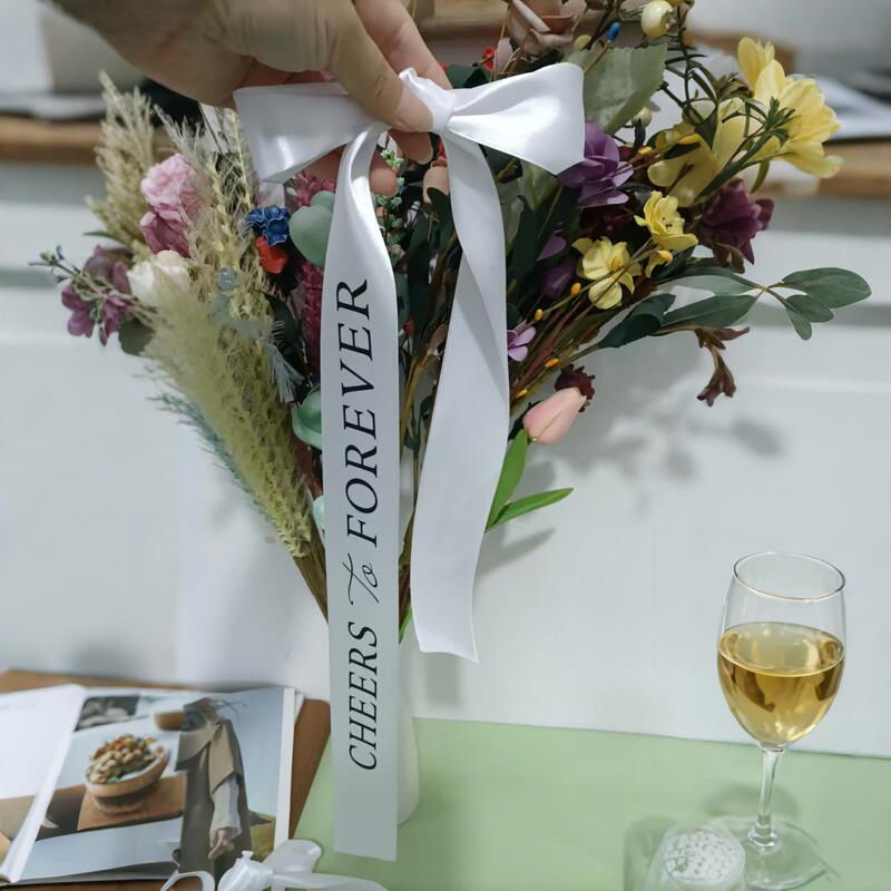 跨境专供Cheers To Forever婚礼装饰丝带 婚庆派对场景布置缎带|undefined