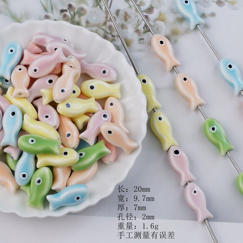 新款彩色鱼陶瓷珠可爱diy手串配件散珠手工材料串珠手链饰品批发|undefined