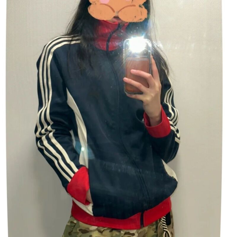 American Retro Vintage Sports Color-Block Sweatshirt Jacket Student School-Supplied Long-Sleeve Vintage-Style Zip-Up Cardigan American Retro Vintage Sports Color-Block Sweatshirt Jacket Student School-Supplied Long-Sleeve Vintage-Style Zip-Up Cardigan