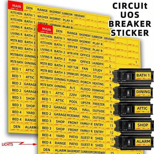 1 sheet/package, 129 pieces/sheet, circuit breaker sticker fuse box identification reminder sticker prompt sticker for easy identification