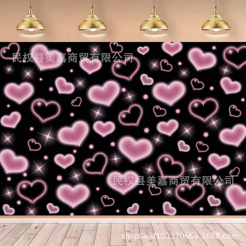 Amazon Foreign Trade Pink Love Background Cloth Photography Valentine's Day Party Photography Scene Decoration Banner Amazon Foreign Trade Pink Love Background Cloth Photography Valentine's Day Party Photography Scene Decoration Banner