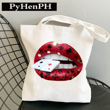 Red Lip Canvas Tote Bag �W����˺�����Ƭ�촽ӡ�����ᷫ������