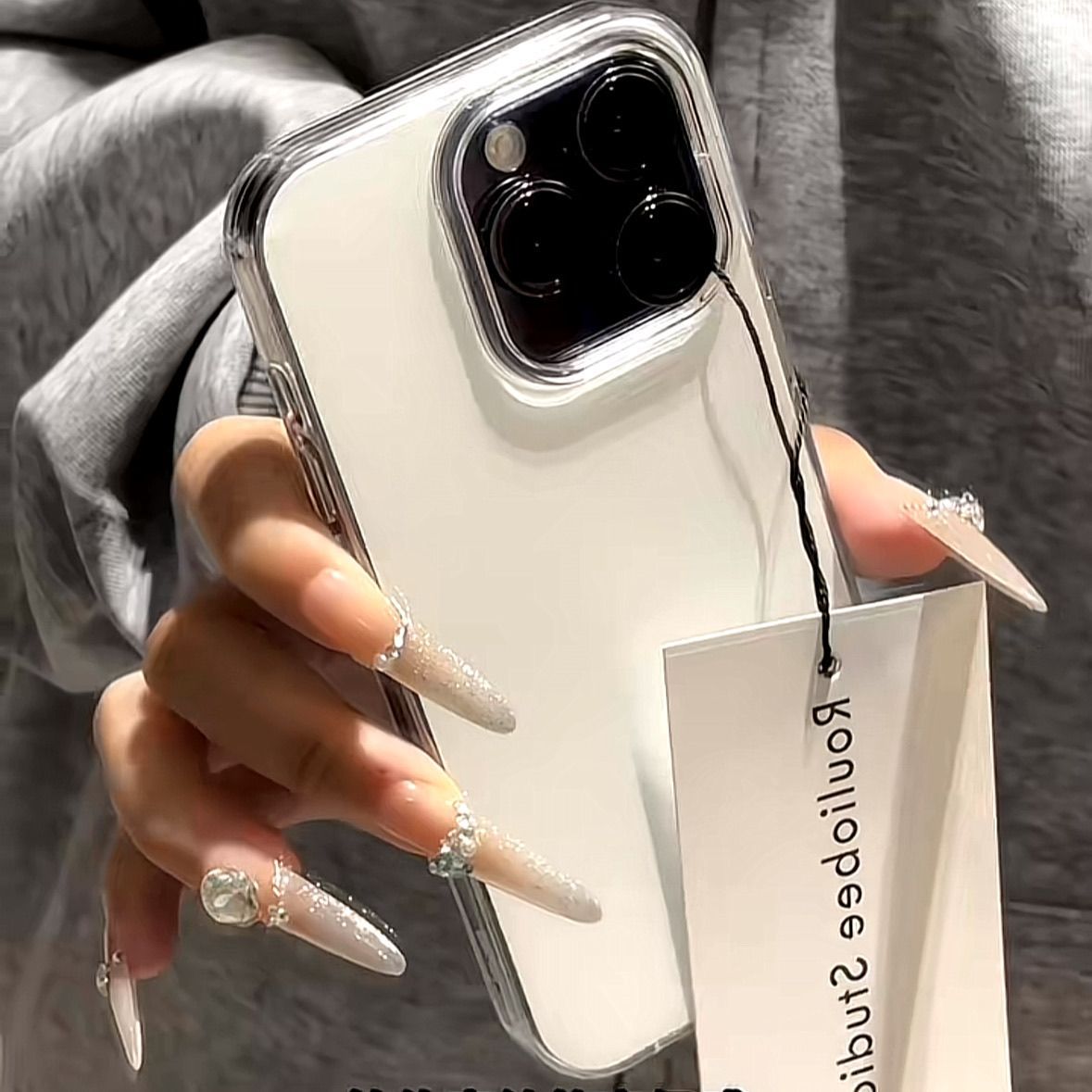 新款ins极简纯色适用iPhone17promax手机壳16pro透明白壳IMD大孔