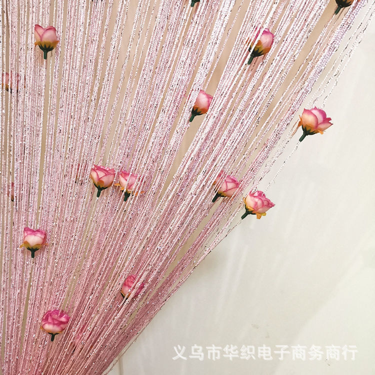 Cross-Border Export Rose Thread Curtain 1*2 Silver Wire Flower Curtain Door Curtain Encrypted Finished Partition Entrance Cross-Border Export Rose Thread Curtain 1*2 Silver Wire Flower Curtain Door Curtain Encrypted Finished Partition Entrance