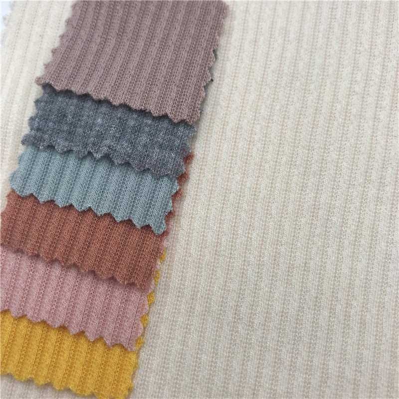 现货300g弹力罗纹坑条 4*2涤纶罗纹面料 秋冬童装打底衫休闲面料