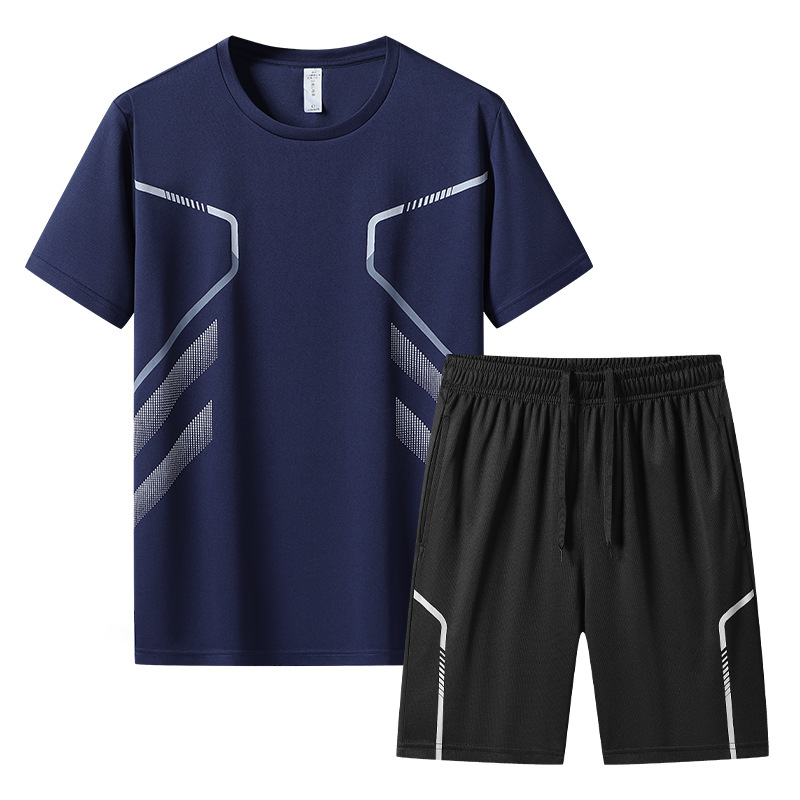Trajes deportivos de verano para hombres correr mangas cortas ropa seca rápida camiseta de baloncesto ropa de entrenamiento de acondicionamiento físico de comercio exterior dos piezas