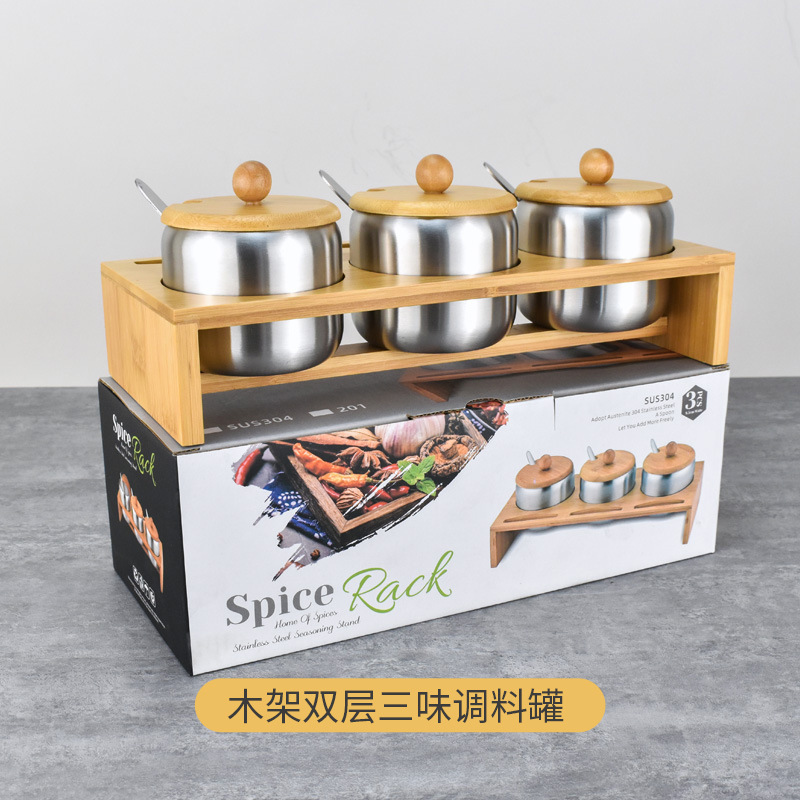 家庭用304食品級韓国式ステンレス調味料缶唐辛子油缶塩缶台所用品調味缶卸売り|undefined