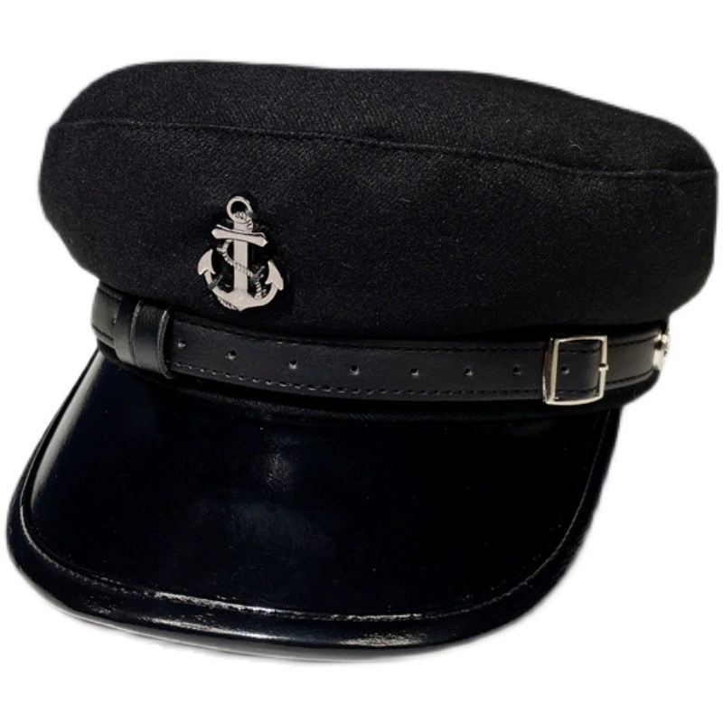 Woolen navy retro demi-season beret, hat, European style, punk style, internet celebrity