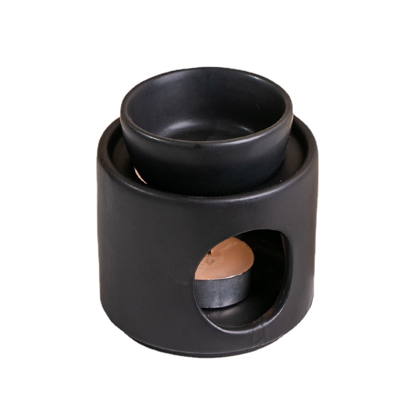 Fabricantes de Chaozhou comercio exterior personalizado cerámica aceite aromático quemador de vela mate negro estilo nórdico decoración de moda para el hogar