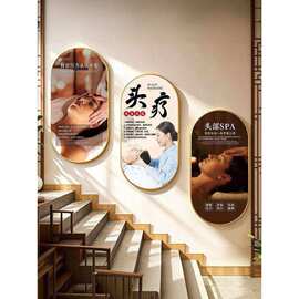 中医养生馆装饰画头疗spa图片宣传画氛围布置按摩店背景广告海报