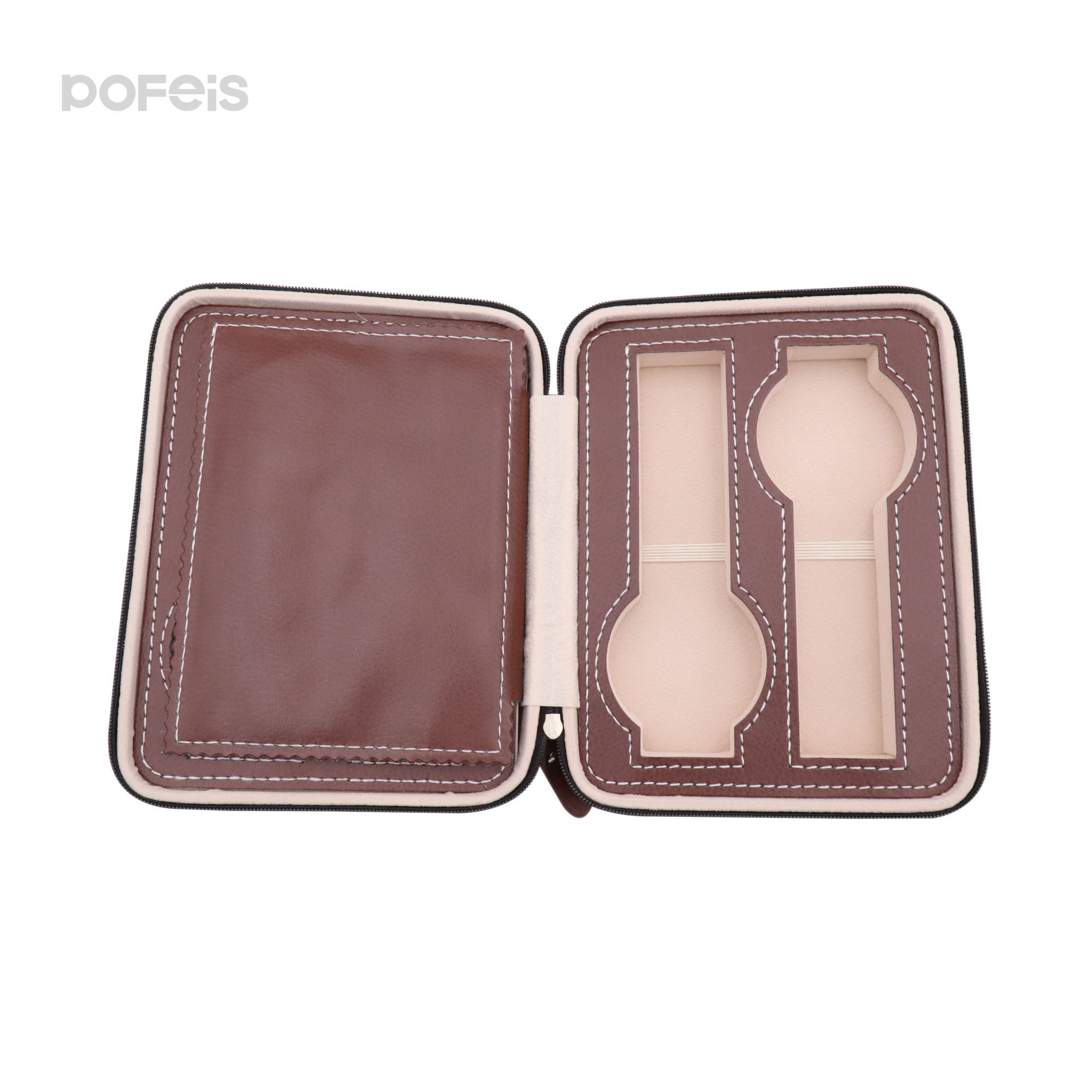 Watch Storage Zipper Bag Printed Logo 4-Digit Watch Box Business Trip Portable Watch Zipper Bag Watch Leather Box