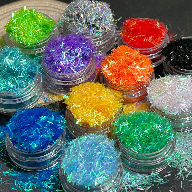 Long Strip-Shaped Sequins with Unique Shapes, Iridescent Laser Glitter Powder, Craft Accessories, Flowing Resin Nail Art Decorations, Bow