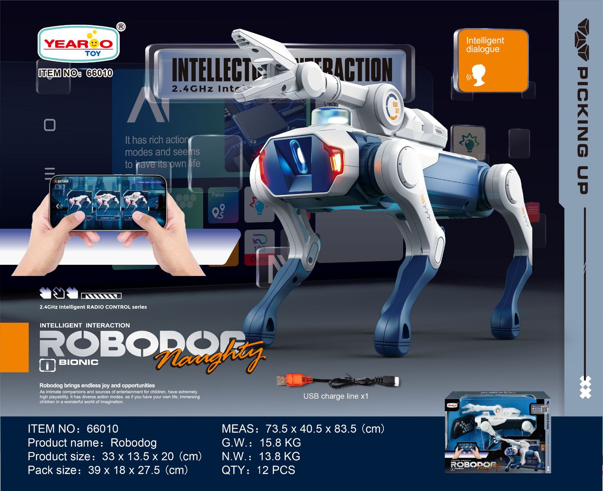 robot inteligente de control remoto perro con brazo robótico función de rebote juguete de programación