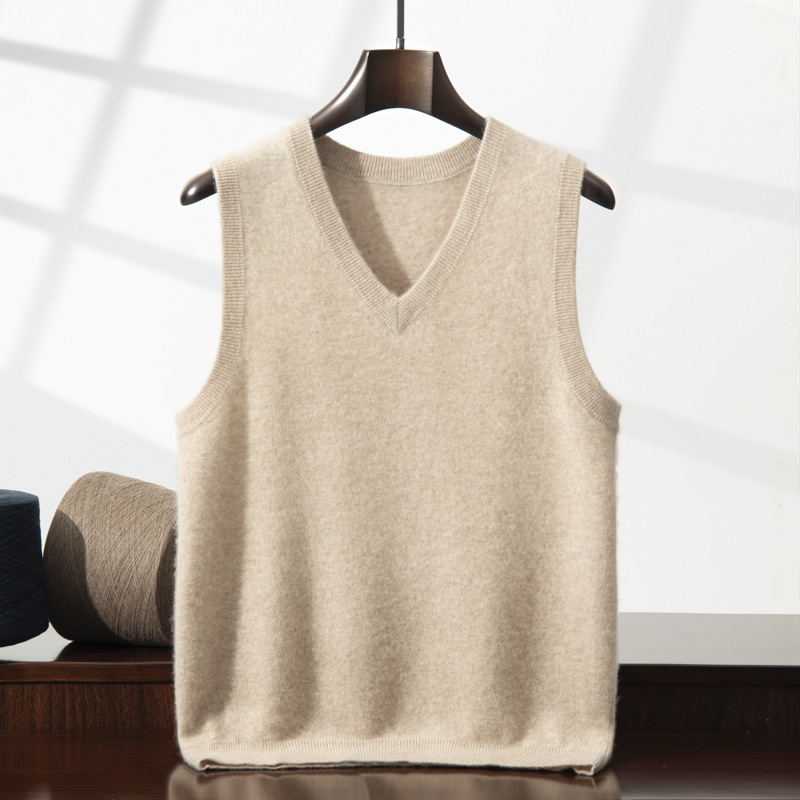 Spring and Autumn Thin V-Neck Vest New Model 2025 Sleeveless Men's High-End Lightweight Cashmere Sweater Vest