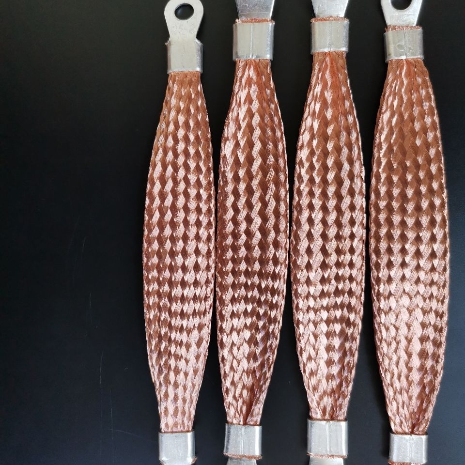 纯铜编织线8平方桥架接地线法兰跨接线国标紫铜导电带扁铜线100根