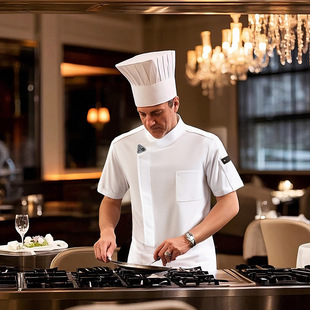 Chef's Work Clothes Short-sleeved Chef's Kitchen Chef's Clothes Short-sleeved Summer Thin Western Restaurant Breathable