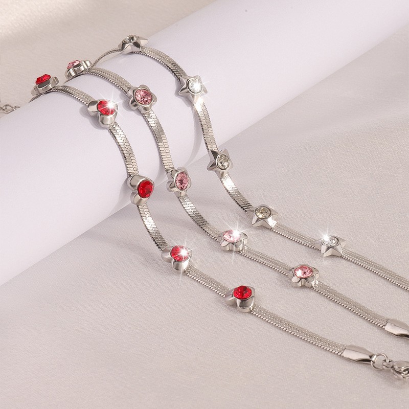 0.03µm-0.05µm Gold Plating Thickness PVD Coated Real Gold Plated Star Heart Shape Flower 304 Stainless Steel Simple Style Classic Style Waterproof Non Tarnish 304 Stainless Steel Bracelets