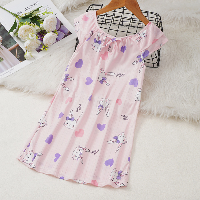Pijama infantil princesa viento de verano nuevo chaleco de mangas cortas niñas pijama vestido de dibujos animados de verano