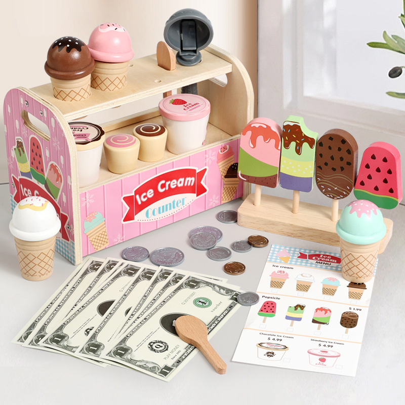 Educación temprana simulación de cocina de helado helado barra de hielo tienda de juguetes de rol puzzle