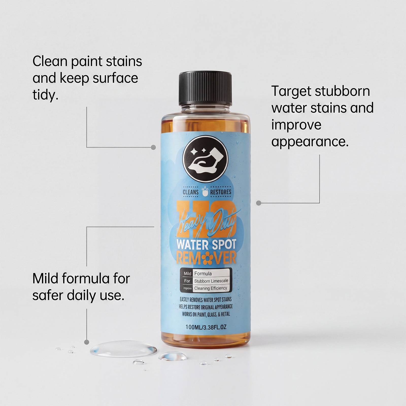 Car water stain cleaner, convenient cleaning of water stains and dirt on car windows and windshields, daily shine maintenance