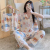 Summer pijama, high quality cartoon cloth, set, homewear, with short sleeve, 3 piece set