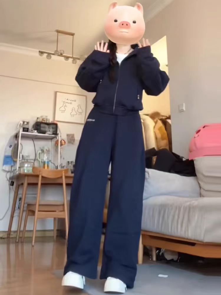 001 College Style Autumn Winter Sportswear For Women 2025 New Loose Slimming Casual Versatile Commuter Two-Piece Set_voghion.com