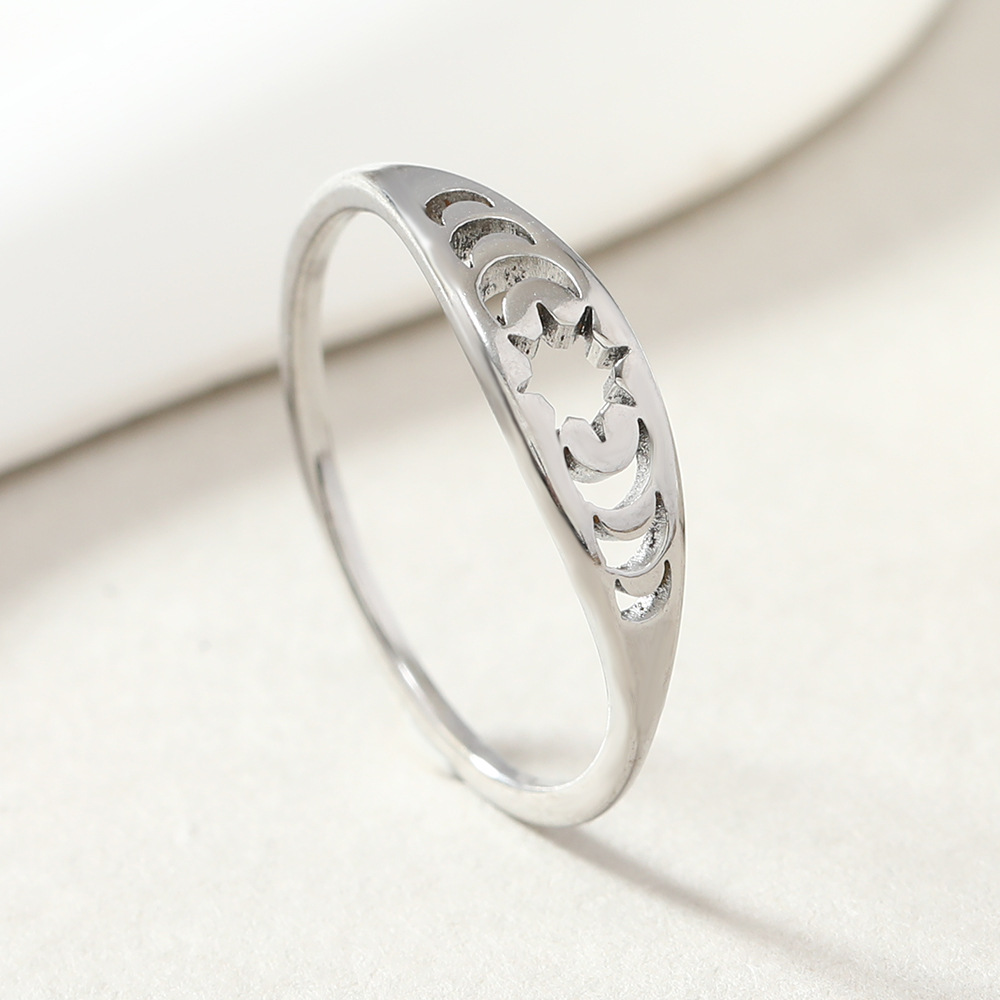 Europa y América nueva moda simple anillo no-desvanecimiento creativo corte hueco estrella de seis puntas de acero inoxidable anillo joyería fábrica image 9