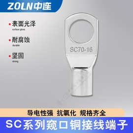 sc铜鼻子加厚紫铜鼻子镀锡耐腐蚀电缆接线鼻子铜线耳冷压接线端子