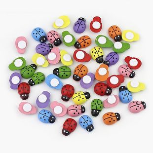 0.9 * 1.2cm wooden ladybug beetle stickers gardening succulents decorative cartoon sponge stickers casual