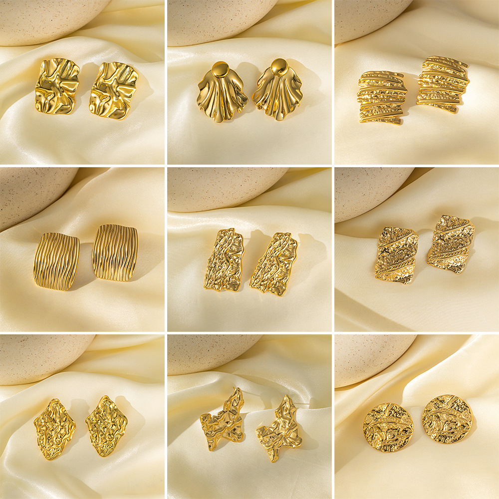 16g Weight 1 Pair Basic Modern Style Classic Style C Shape Irregular Heart Shape Irregular Plating 304 Stainless Steel Ear Studs