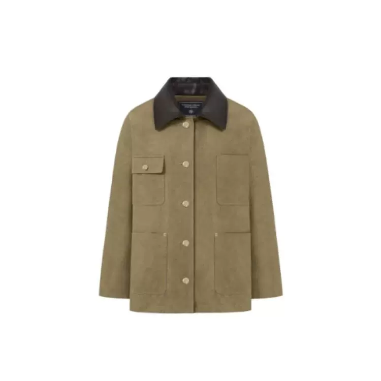 现H2025秋季新韩国东大门de*ound孔孝真同款翻领工装夹克风衣外套