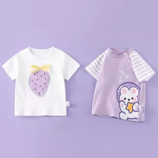 多嘻噜卡儿童衣服夏季男女童短袖t恤纯棉宝宝上衣卡通一件代发