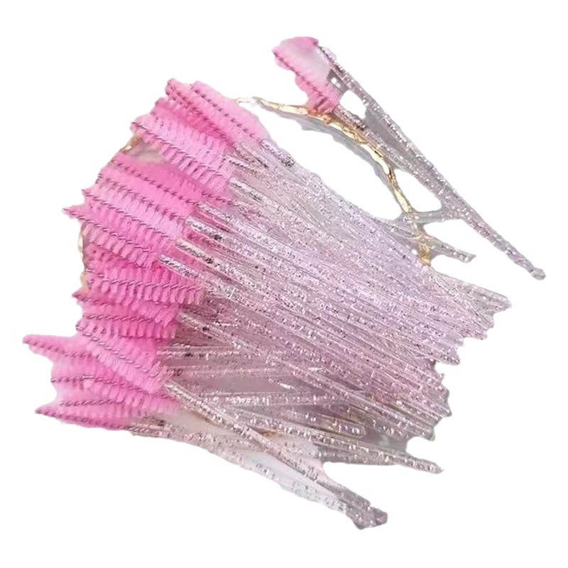 Crystal spiral eyelash brush small ultra-fine eyelash grafting makeup short color disposable eyelash comb eyebrow brush barrel