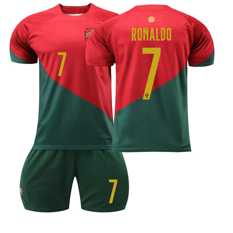 2223 Portugal World Cup Home Football Suit suit No.7 Ronaldo Jersey Children's Adult Short-sleeved Competition Suit