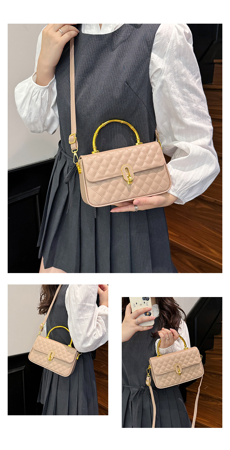 Borsa a spalla trapuntata ricamata con manico in bambù_voghion.com