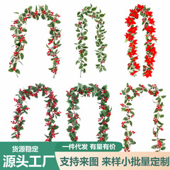 シミュレーション花藤壁掛け欧米装飾冬青葉赤ベリークリスマス雰囲気配置シミュレーションクリスマス藤条