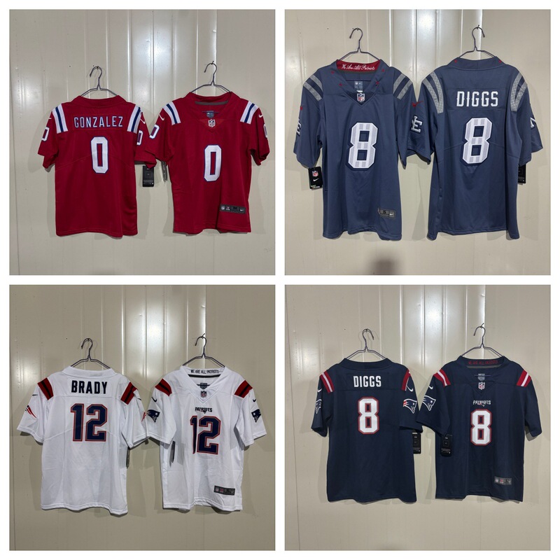 Cross-border wholesale NFL Patriots children's clothing, embroidered high-quality sports casual short-sleeve shirts, Amazon foreign trade one-piece delivery Cross-border wholesale NFL Patriots children's clothing, embroidered high-quality sports casual short-sleeve shirts, Amazon foreign trade one-piece delivery