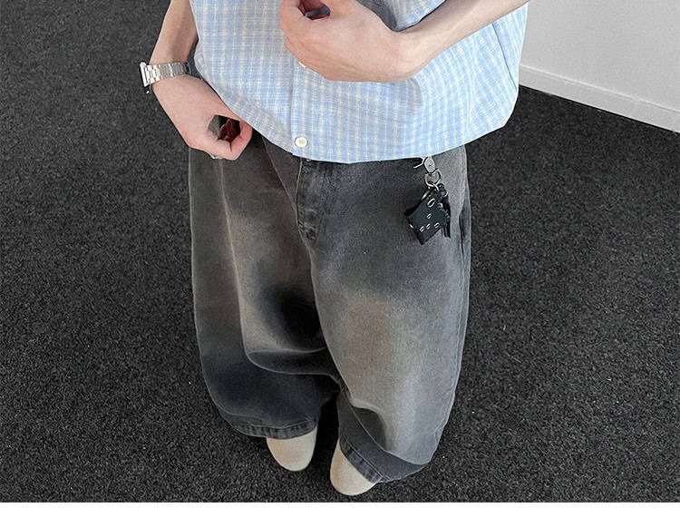 Herren Kurzarmhemd In Hellblau Kariert Lockere Passform Sommer_voghion.com