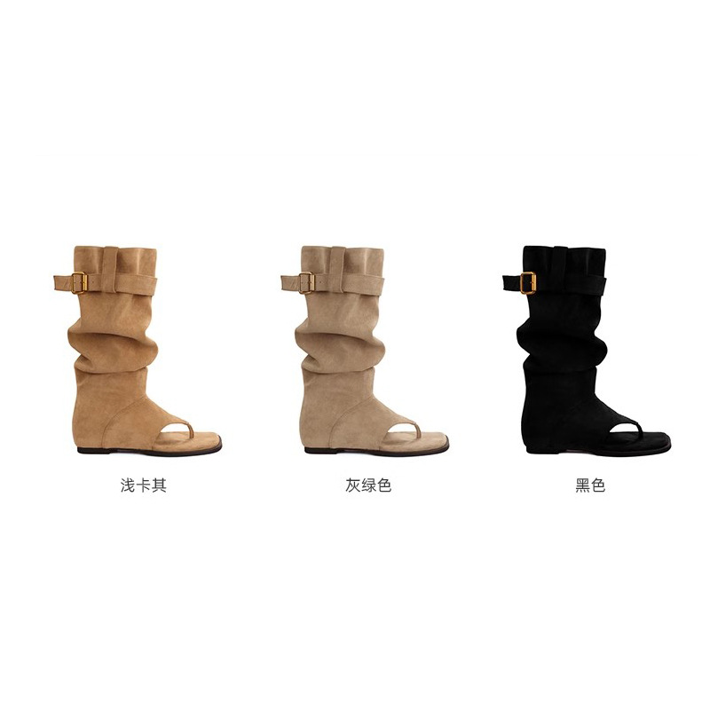 Grape Mom verano nuevo estilo de moda chica caliente viento punta abierta pila delgada botas sandalias chanclas mujeres verano