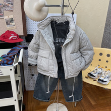 不对称绗棉立领棉衣外套2025冬季新款儿童工装棉服上衣轻薄保暖潮