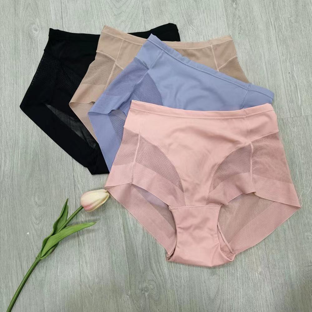 Simple Style Style Solid Color Seamless Breathable High Waist Briefs Panties