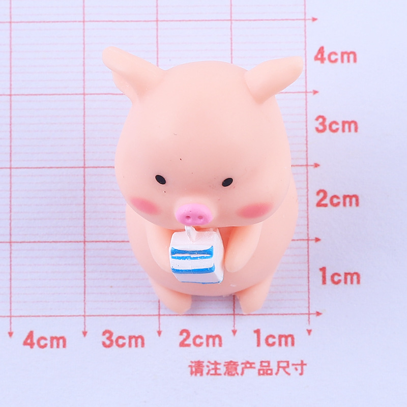 Muñeco de cerdo de leche tridimensional, dibujos animados, hecho a mano, accesorios de joyería DIY, pegamento de crema, resina, materiales para pequeños accesorios, venta al por mayor
