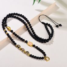 新中式黑玛瑙吊坠挂绳快拆符文新款毛衣链泰国佛牌链子小唐卡挂绳