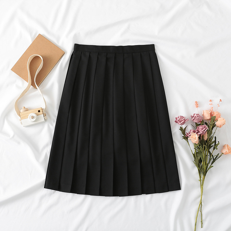 Navy straight middle skirt 65cm