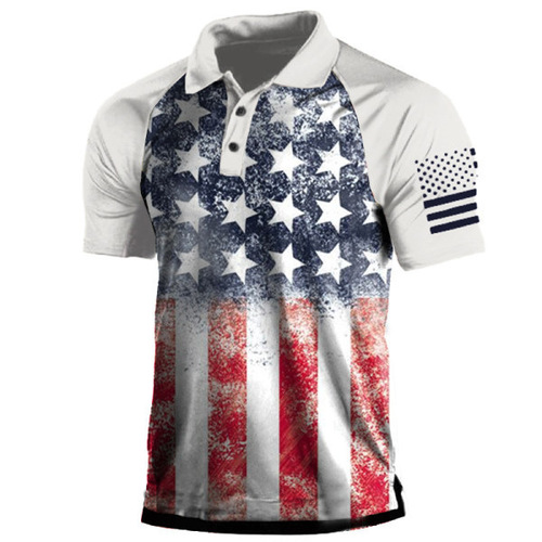 Amazon best-selling multicolored fashionable 3D printed summer loose-fitting casual short-sleeve POLO shirt
